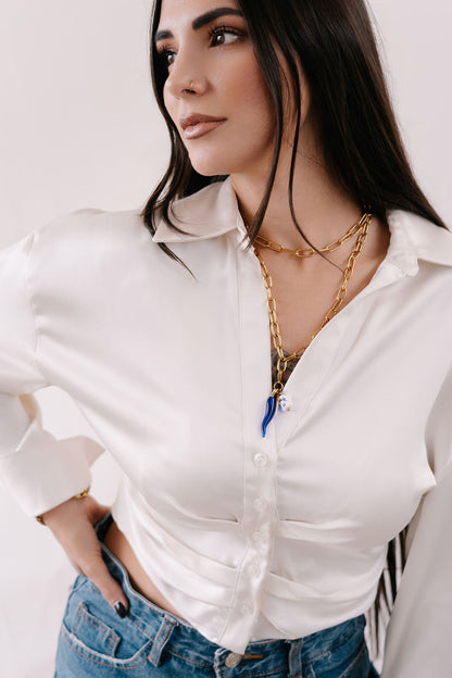 Chunky paperclip chain with removeable set of three charms