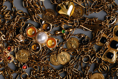 Large paperclip chain and toggle with very large blacked stoned cross